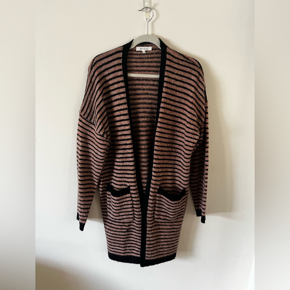 Striped long cardigan